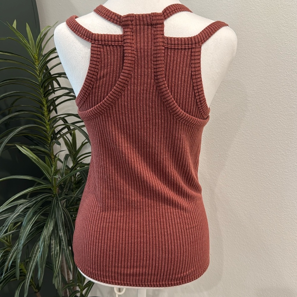 Gilded Intent Rust Ribbed Top Sleeveless Tank Double Straps M - Picture 7 of 13